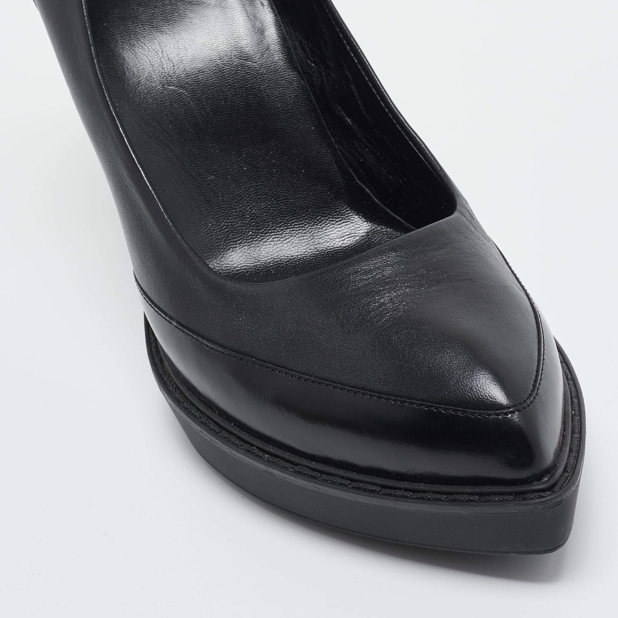 Gucci Black Leather Pointed Toe Pumps Size 38 For Sale 2