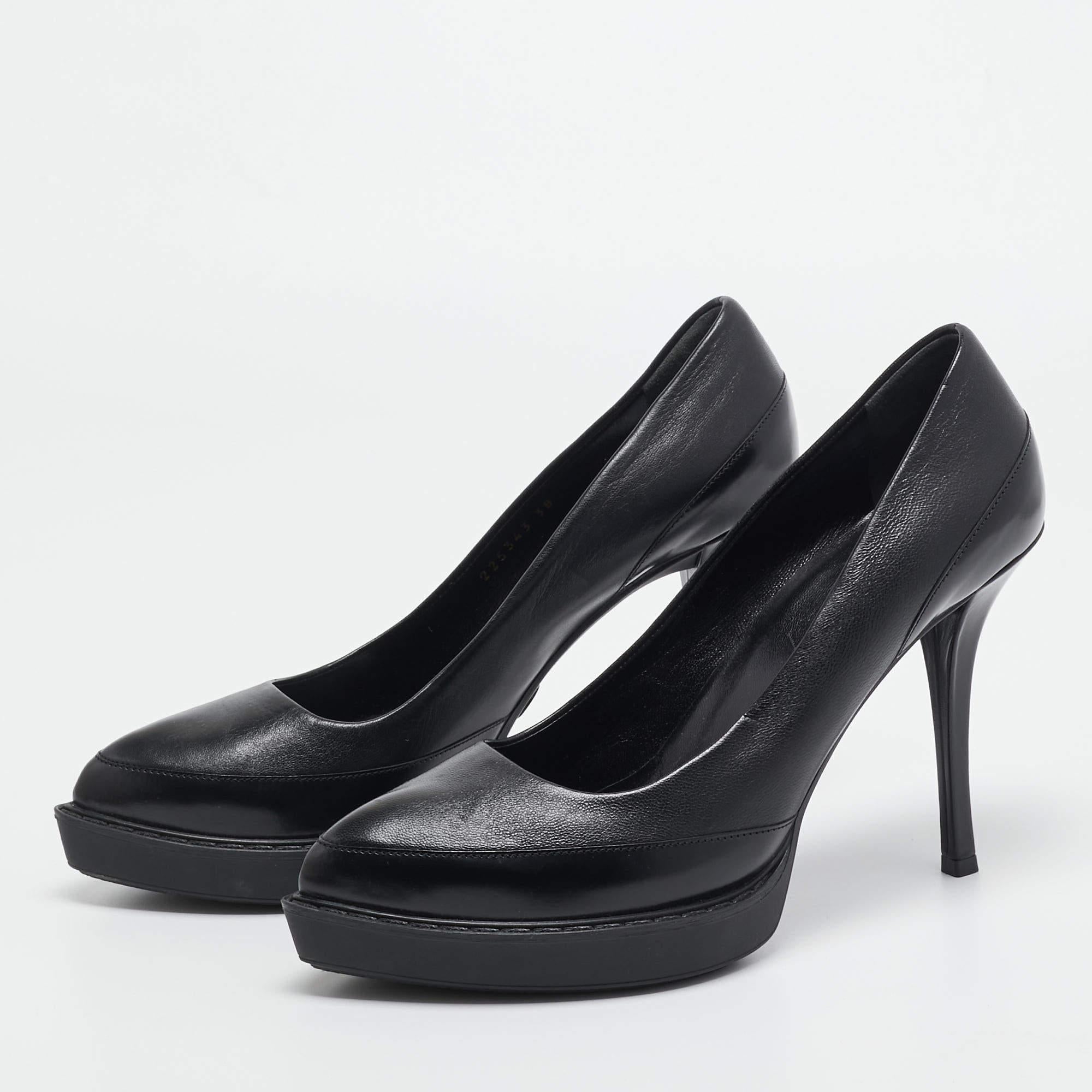 Gucci Black Leather Pointed Toe Pumps Size 38 For Sale 4