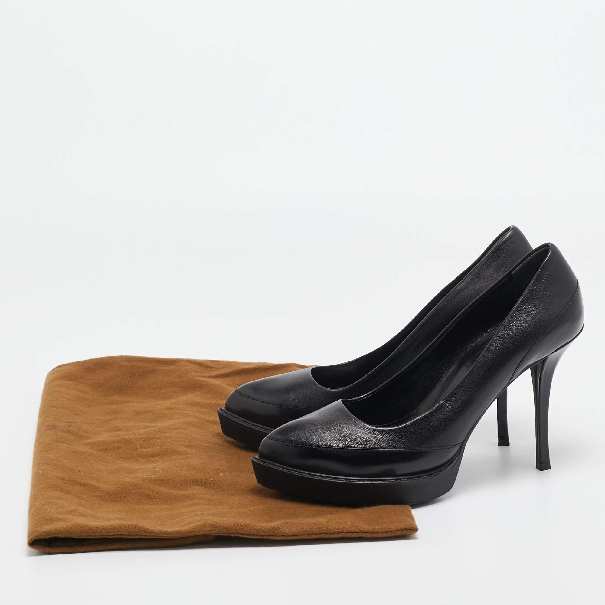 Gucci Black Leather Pointed Toe Pumps Size 38 For Sale 5