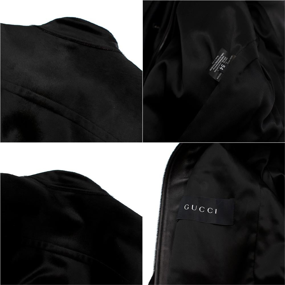 Gucci Black Leather & Pony Hair Biker Jacket - Size XXL -  54 IT For Sale 5