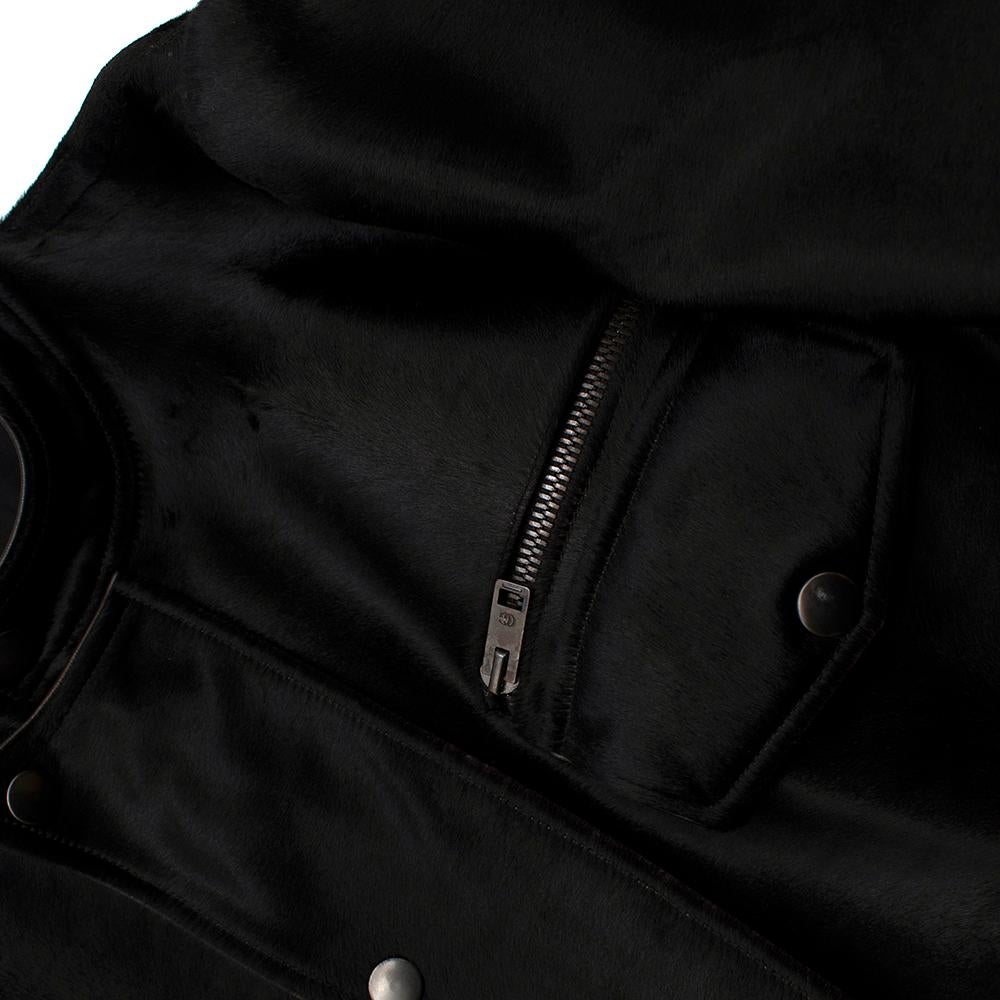 Gucci Black Leather & Pony Hair Biker Jacket - Size XXL -  54 IT For Sale 1
