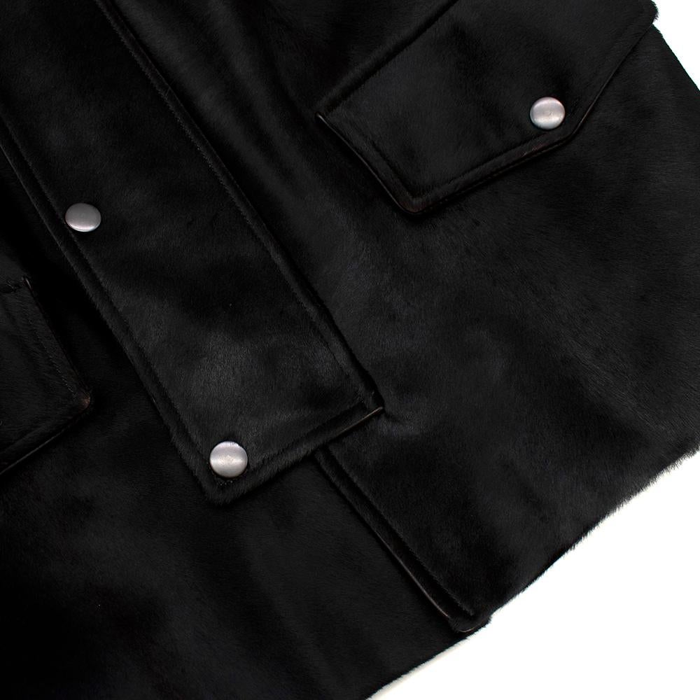 Gucci Black Leather & Pony Hair Biker Jacket - Size XXL -  54 IT For Sale 3
