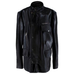 Gucci Black Leather & Pony Hair Biker Jacket - Size XXL -  54 IT