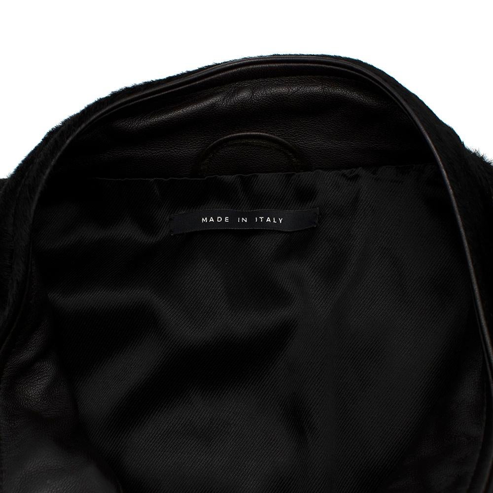 Women's or Men's Gucci Black Leather & Pony Hair Biker Jacket - Size XXL -  54 IT For Sale