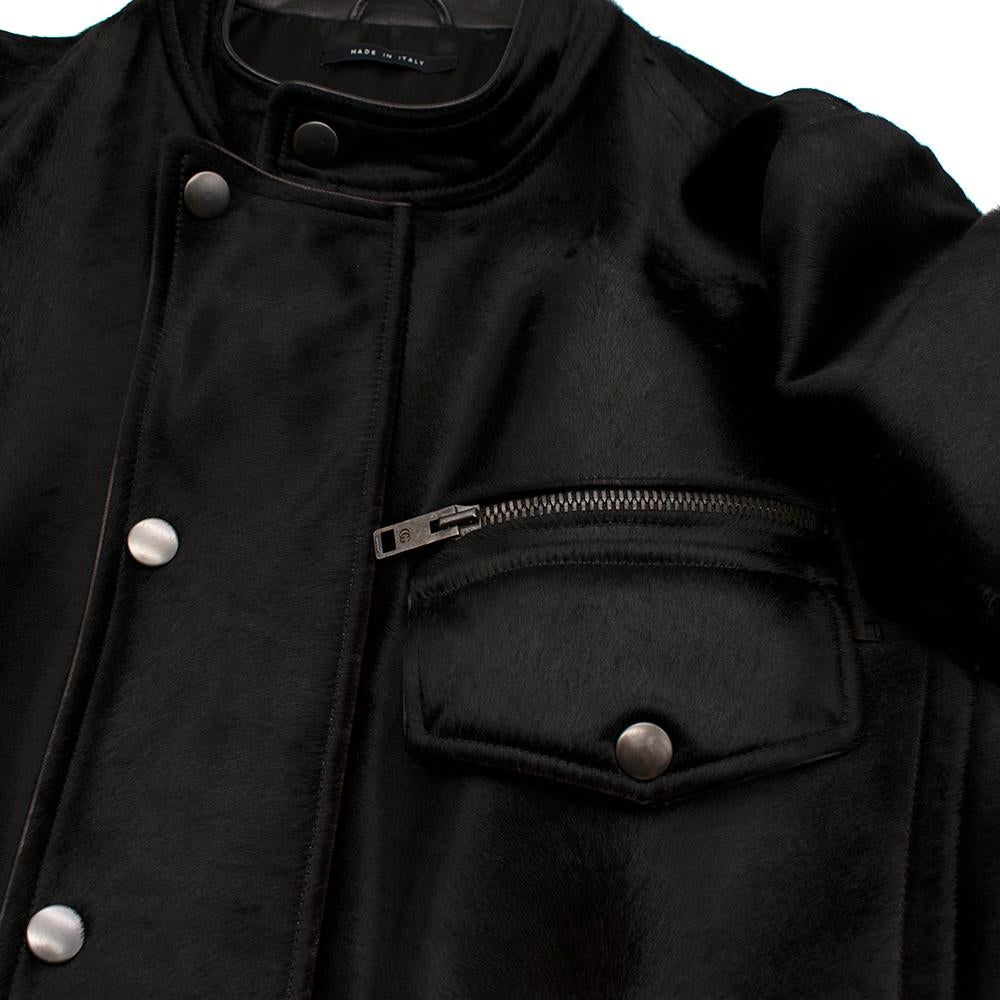 Gucci Black Leather & Pony Hair Biker Jacket - Size XXL -  54 IT For Sale 5