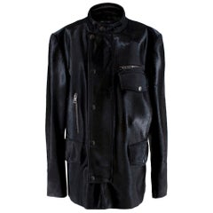 Gucci Black Leather & Pony Hair Biker Jacket - Size XXL -  54 IT