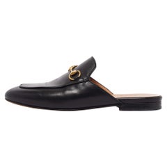 Gucci Black Leather Princetown Flat Mules Size 36