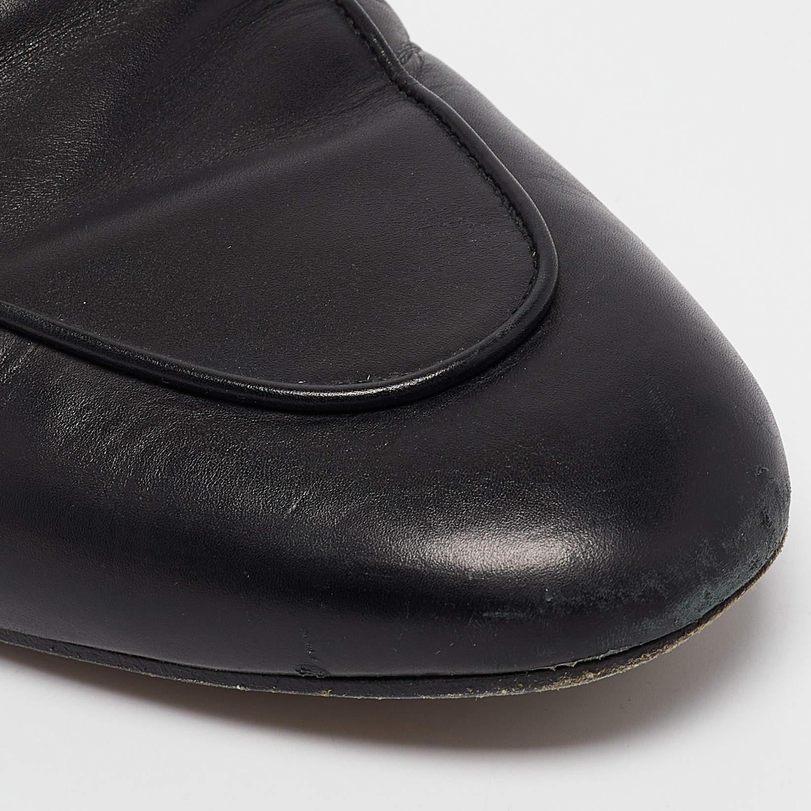 Gucci Black Leather Princetown Flat Mules Size 37.5 4