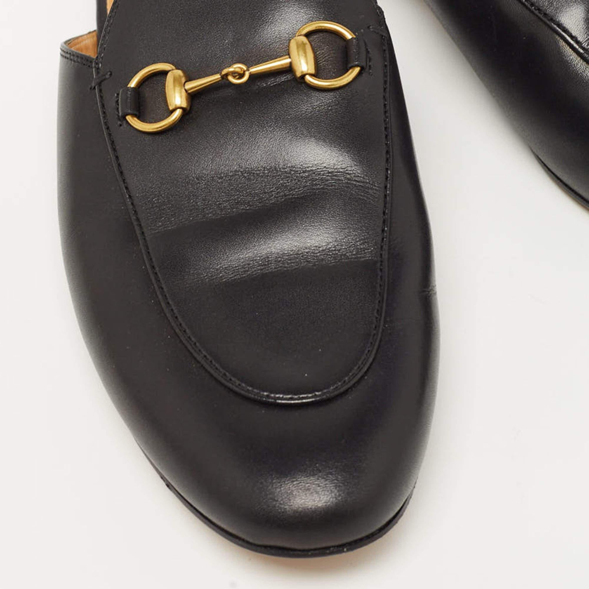 Gucci Black Leather Princetown Flat Mules Size 40 1