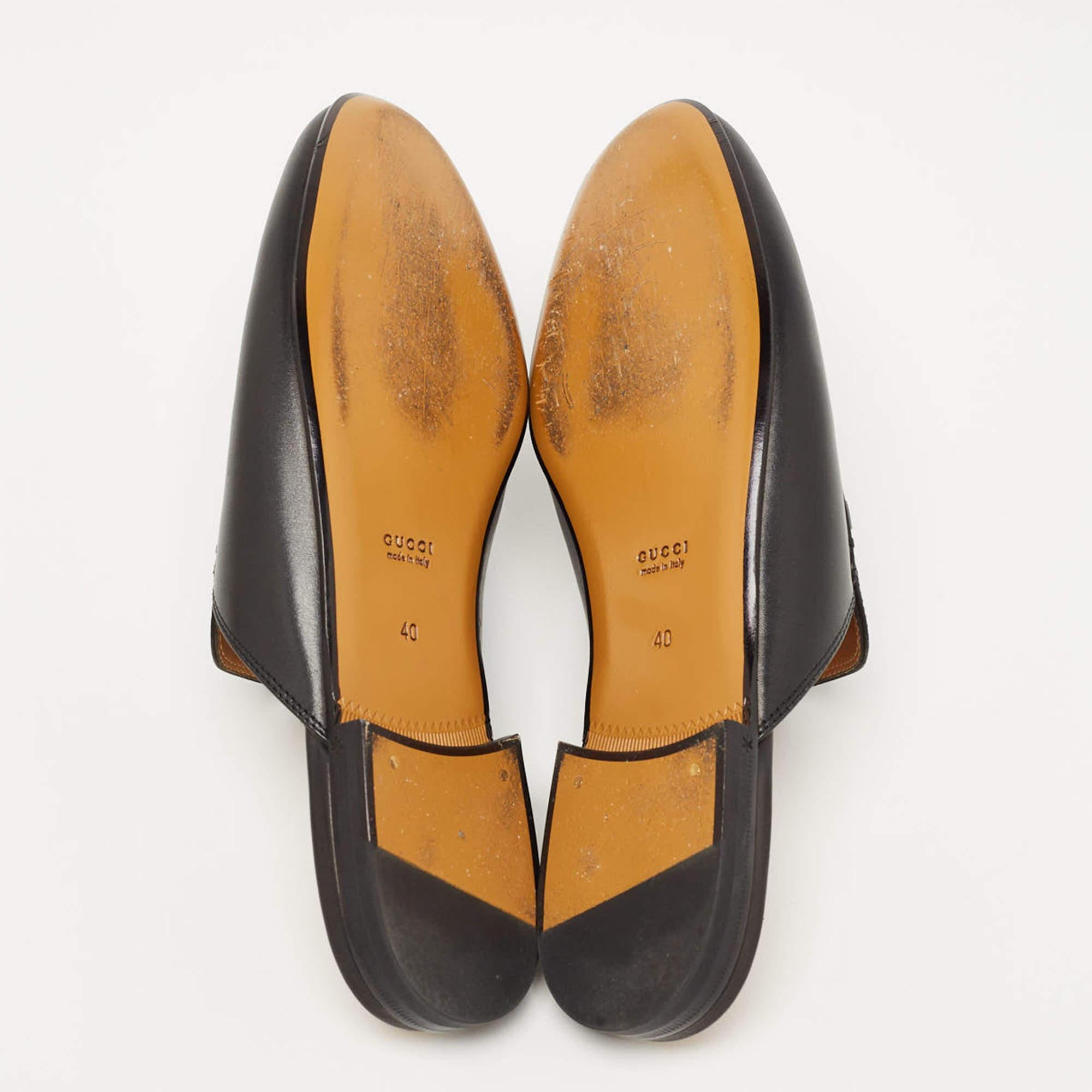 Gucci Black Leather Princetown Flat Mules Size 40 3