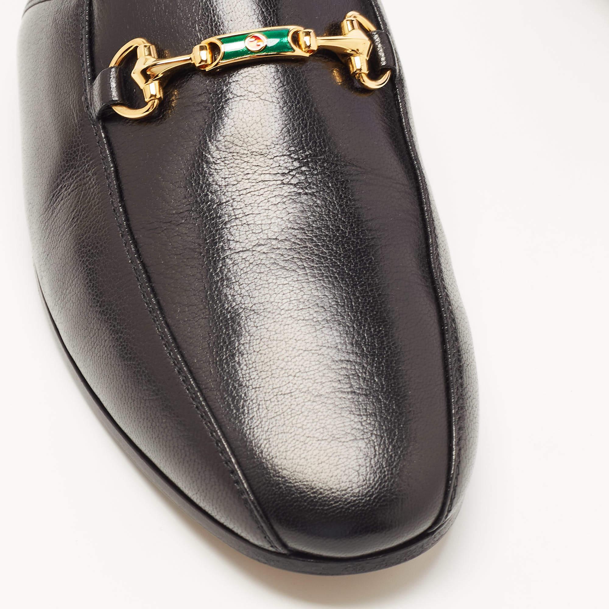 Gucci Black Leather Princetown Horsebit Flat Mules Size 45 4
