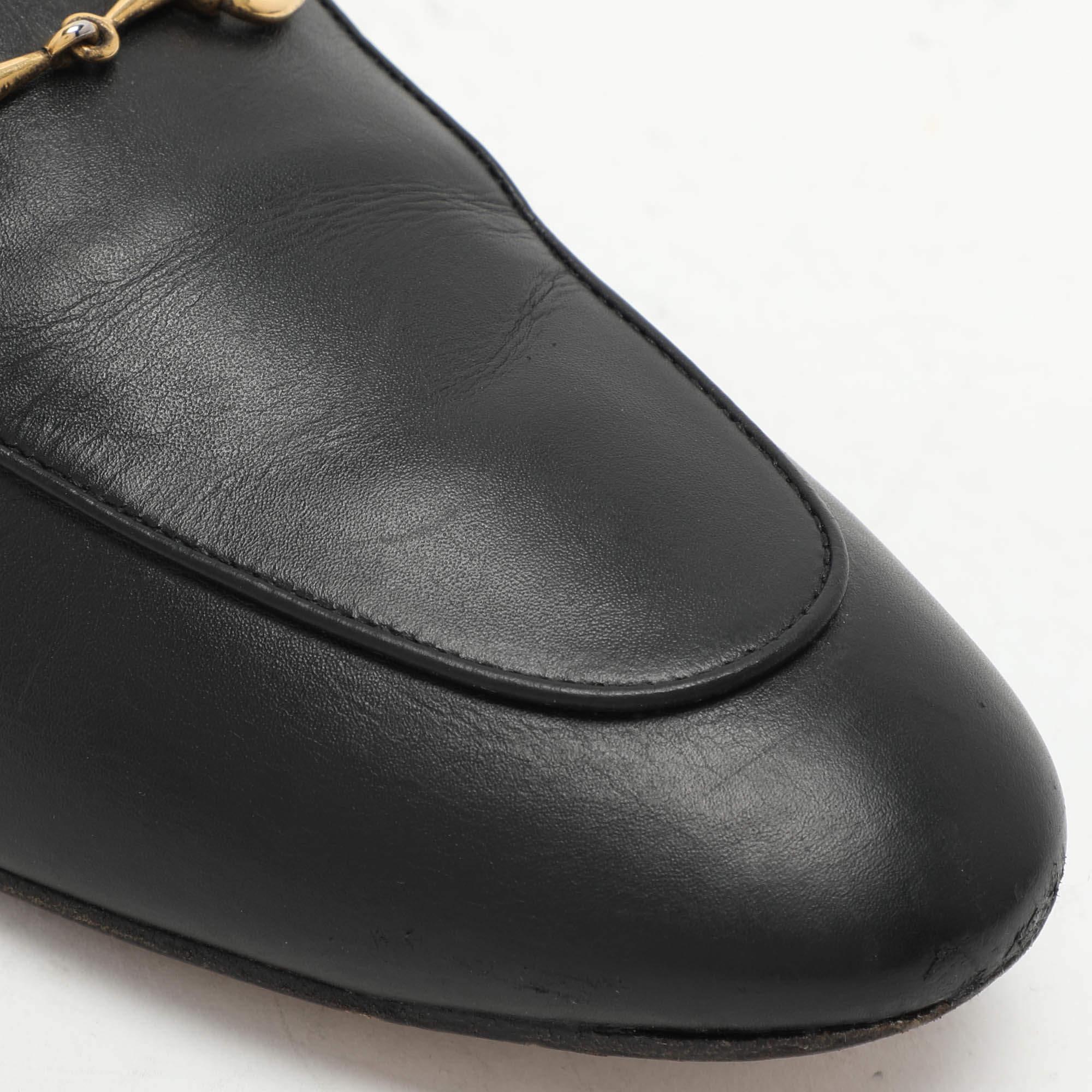 Gucci Black Leather Princetown Horsebit Mules Size 36.5 3