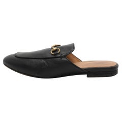 Gucci Mules à talon en cuir noir Taille 36.5