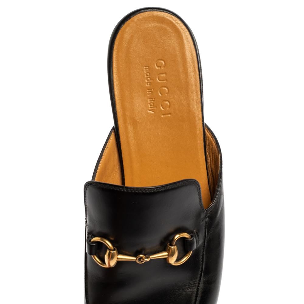Women's Gucci Black Leather Princetown Horsebit Mules Size 43