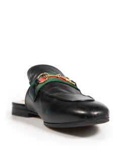 Gucci Black Leather Princetown Horsebit Mules Size IT 38
