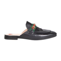 Gucci Black Leather Princetown Horsebit Mules Size IT 38