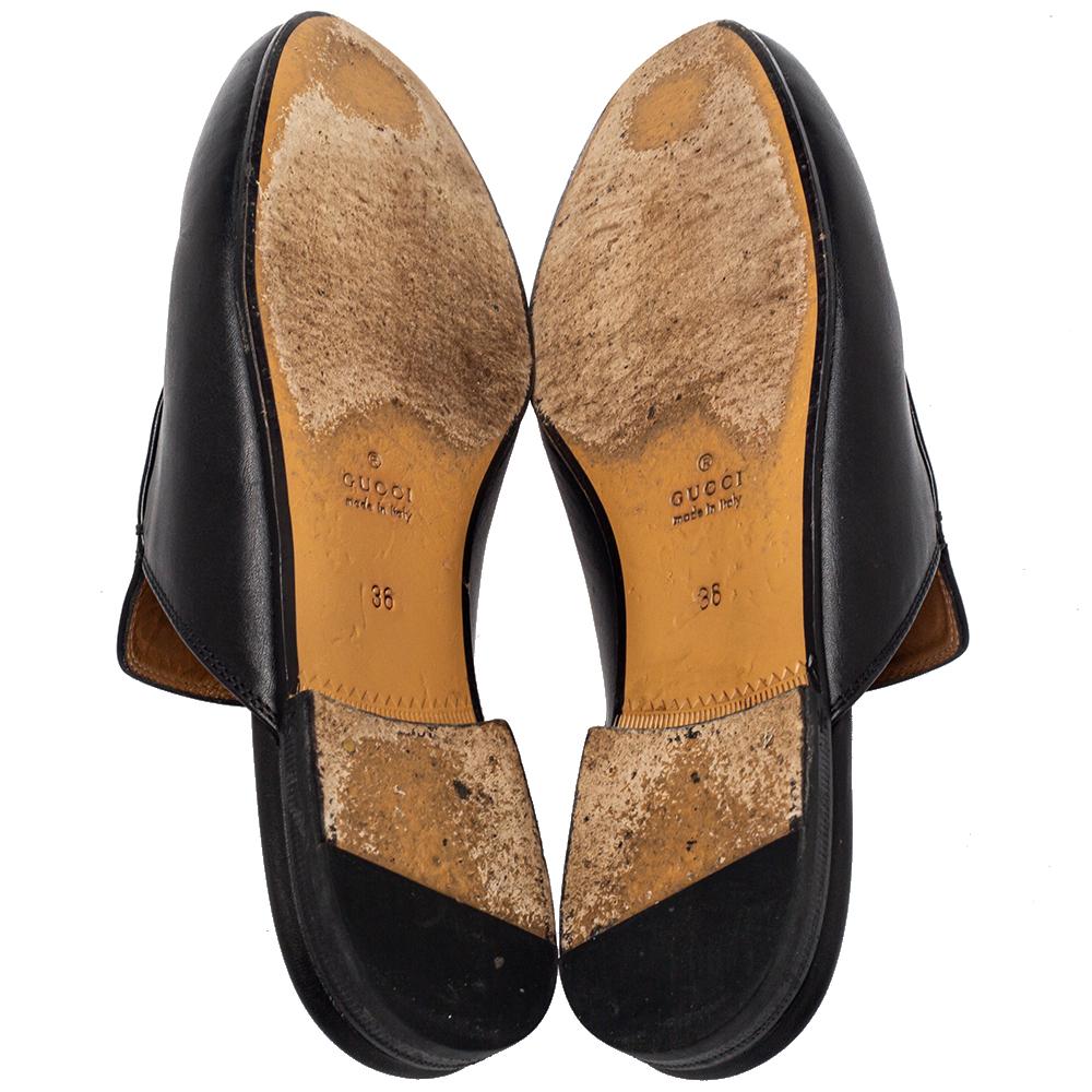 Gucci Black Leather Princetown Mule Sandals Size 36 In Good Condition In Dubai, Al Qouz 2