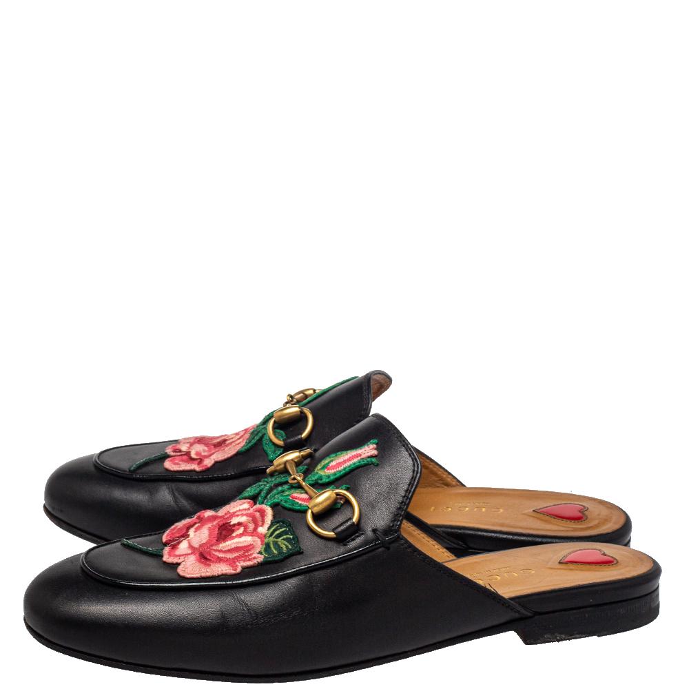 Gucci Black Leather Princetown Mule Sandals Size 36 2