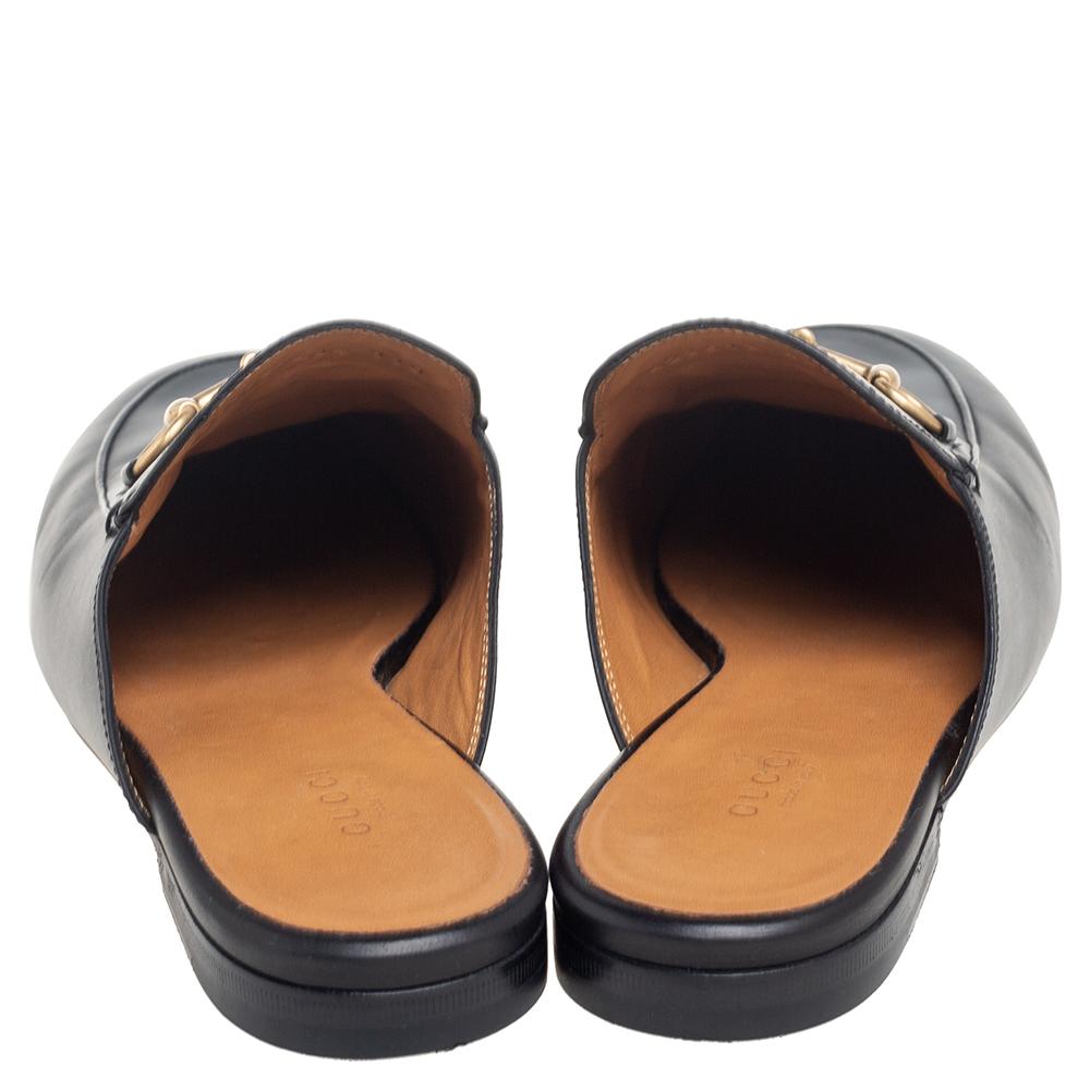 Gucci Black Leather Princetown Mule Sandals Size 40.5 4