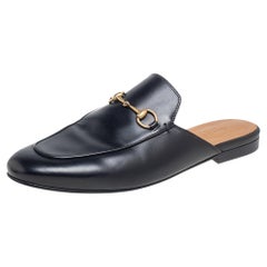 Gucci Black Leather Princetown Mule Sandals Size 40.5