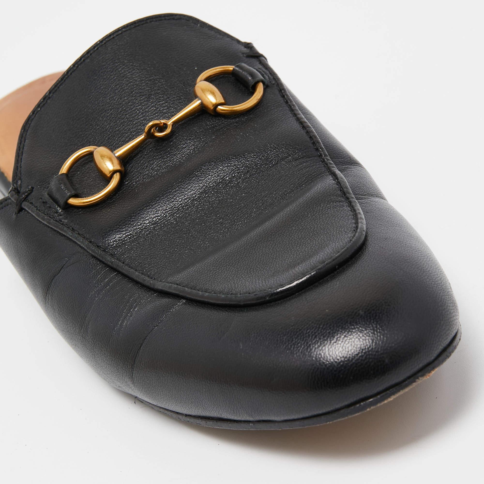 Gucci Black Leather Princetown Mules Size 36 2