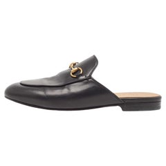 Gucci Black Leather Princetown Mules Size 37