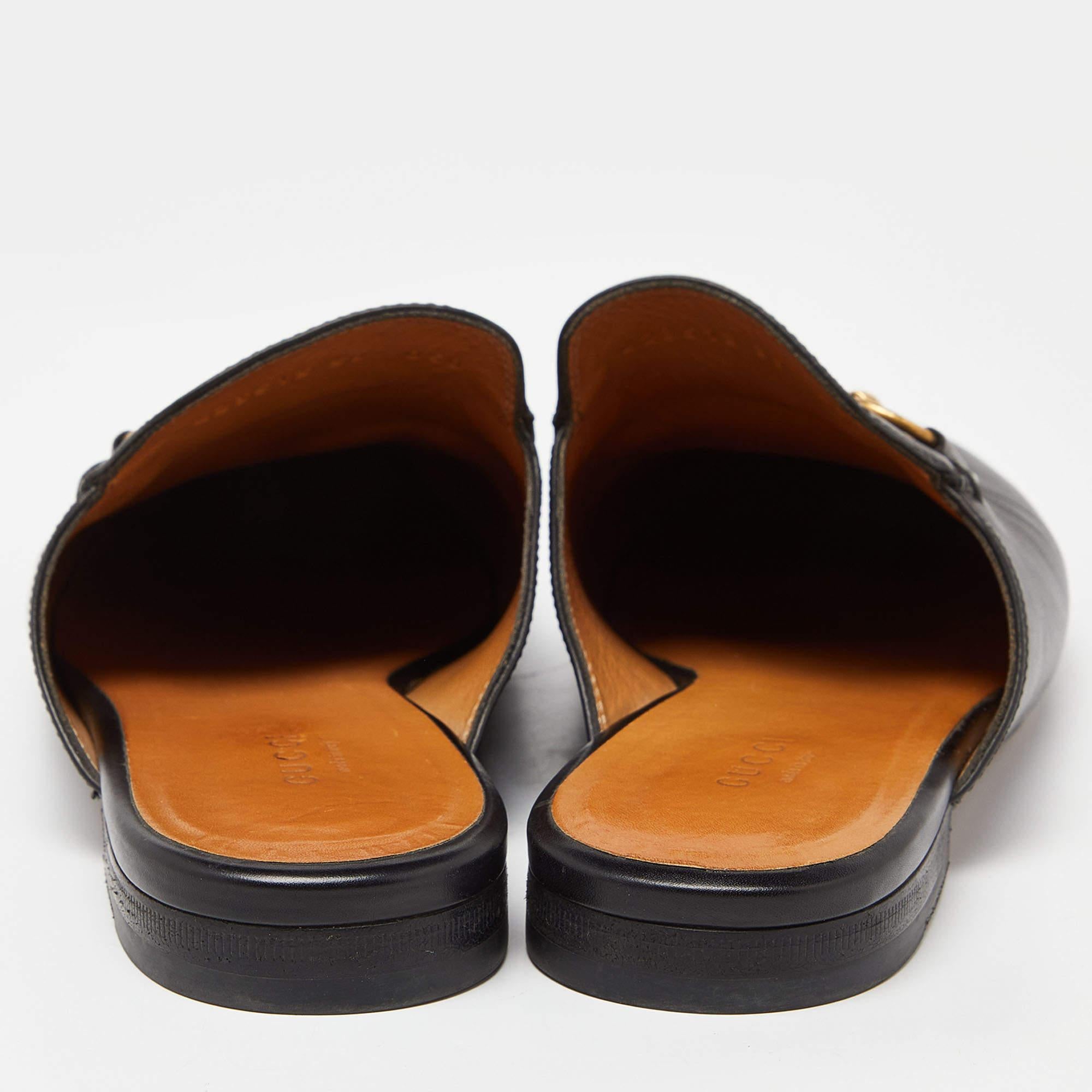 Gucci Black Leather Princetown Mules Size 39 3
