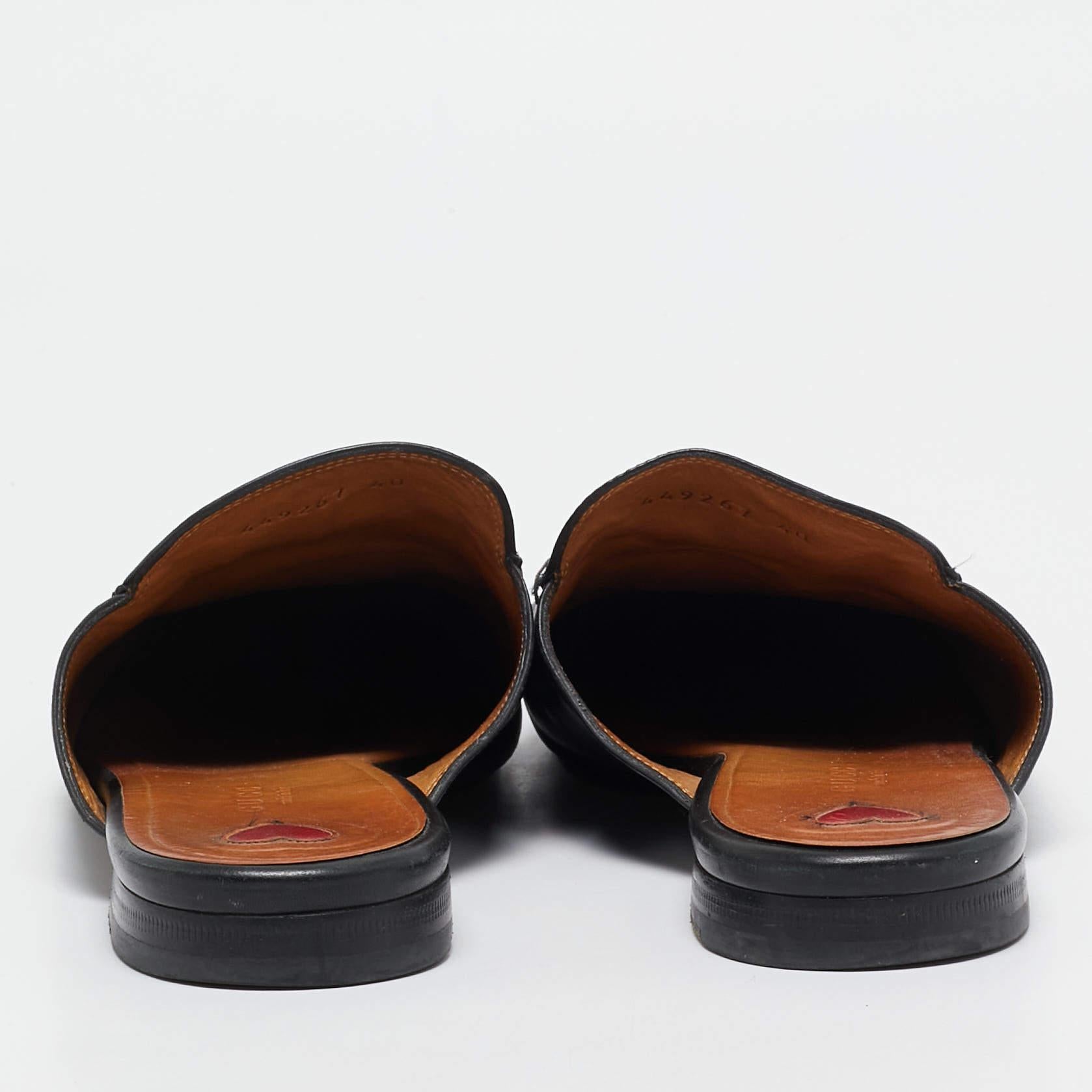 Gucci Black Leather Princetown Mules Size 40 1