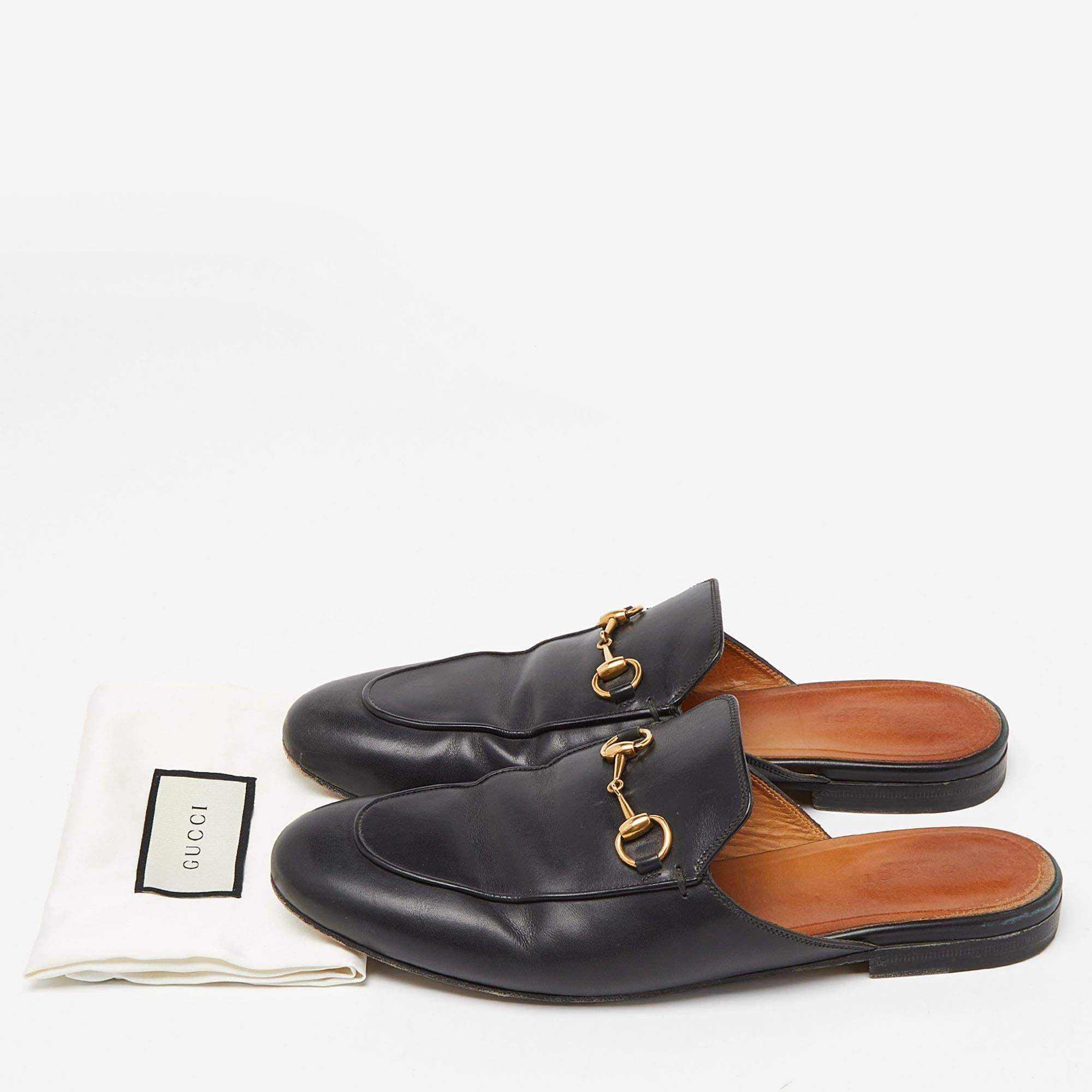 Gucci Black Leather Princetown Mules Size 40 For Sale 2