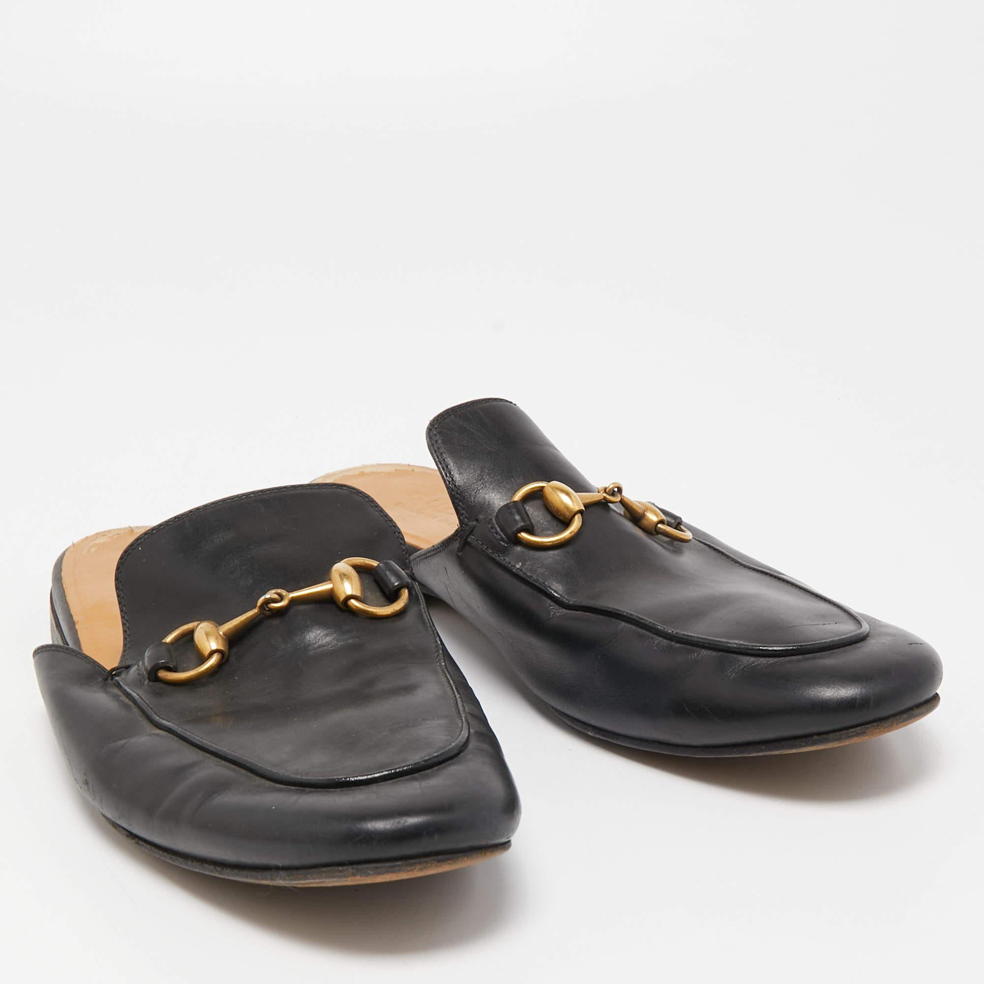 Gucci Black Leather Princetown Mules Size 41 1