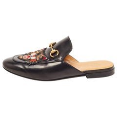 Gucci Black Leather Princetown Mules Size 41.5