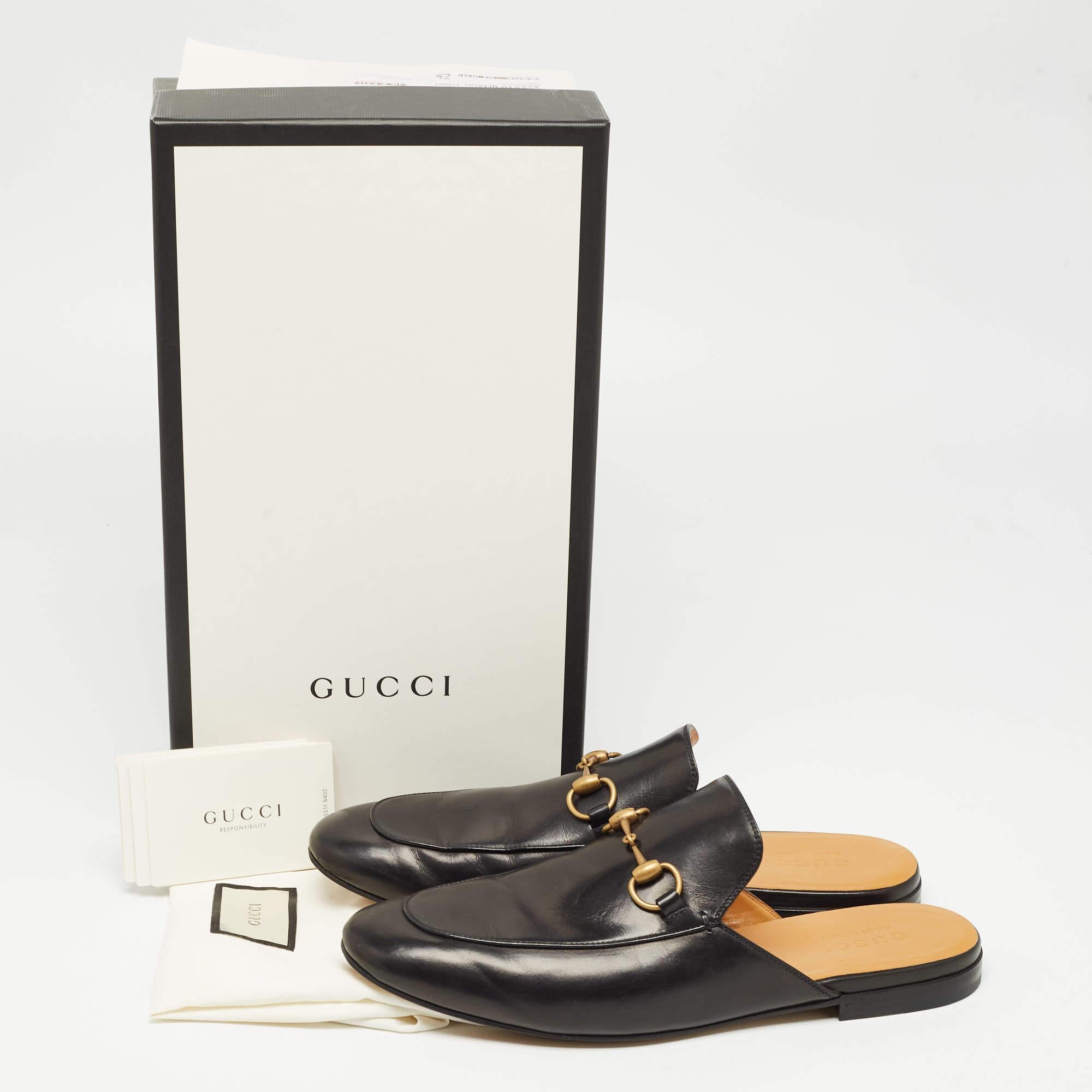 Gucci Black Leather Princetown Mules Size 43.5 5
