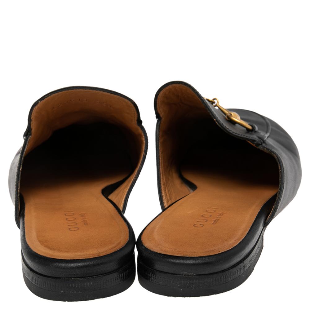 Gucci Black Leather Princetown Sandals Size 35.5 In Good Condition In Dubai, Al Qouz 2