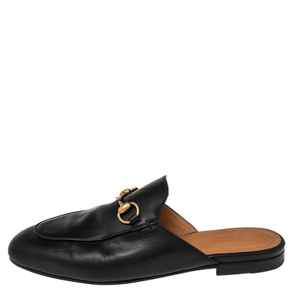 Gucci Black Leather Princetown Sandals Size 35.5 2