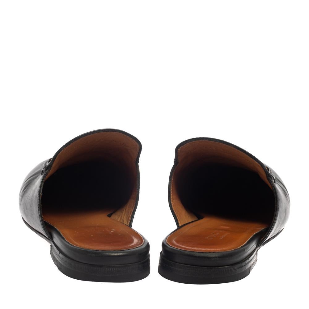 Gucci Black Leather Princetown Sandals Size 38 In Good Condition In Dubai, Al Qouz 2