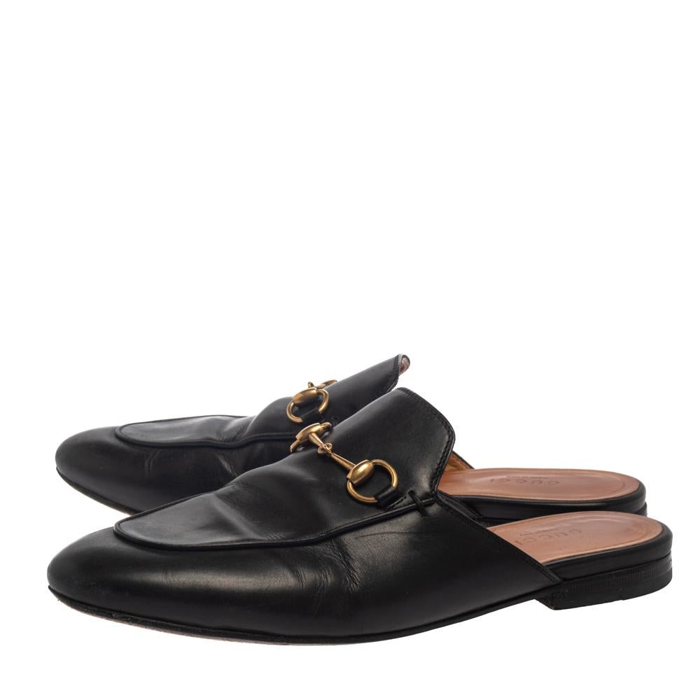 Gucci Black Leather Princetown Sandals Size 38 1
