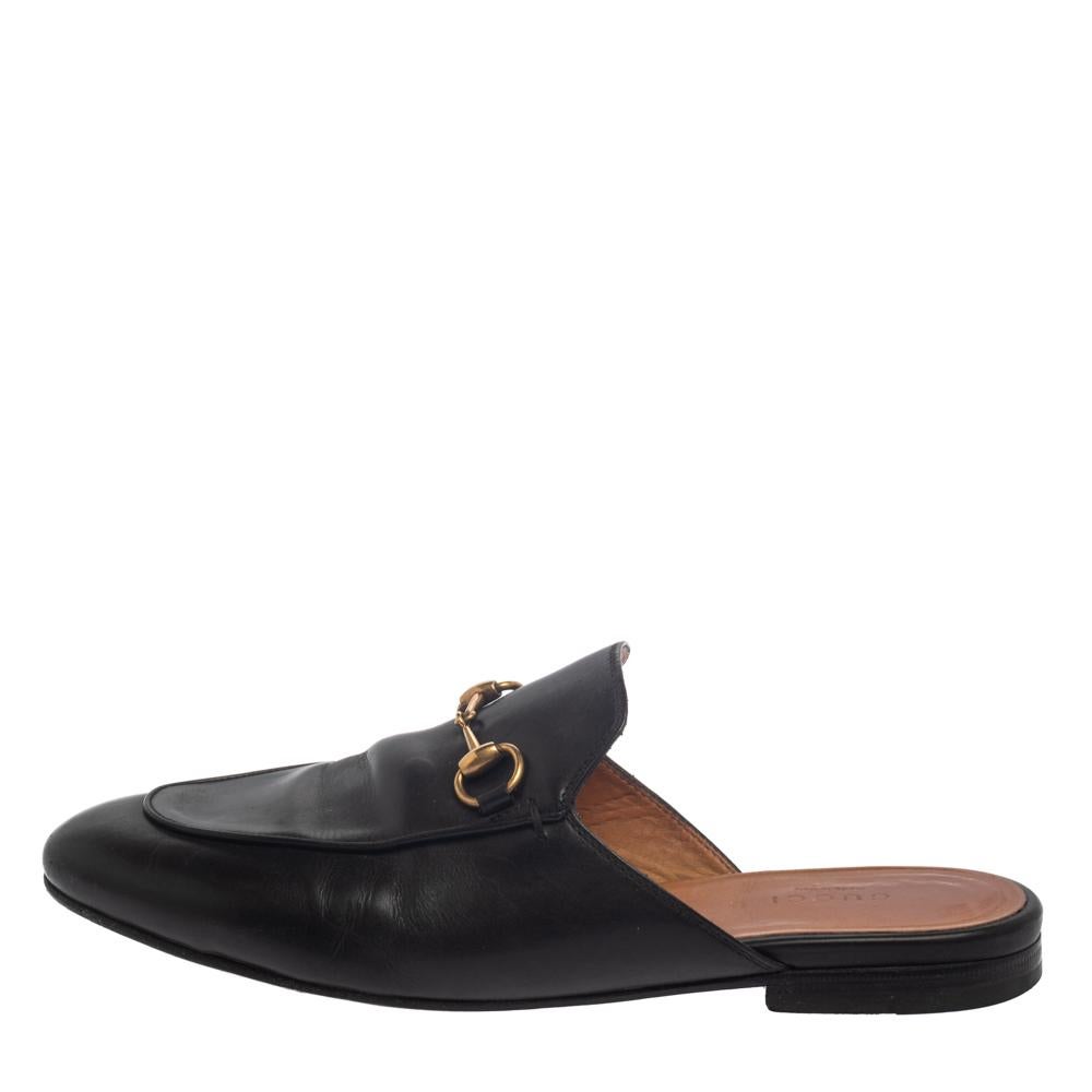 Gucci Black Leather Princetown Sandals Size 38 3