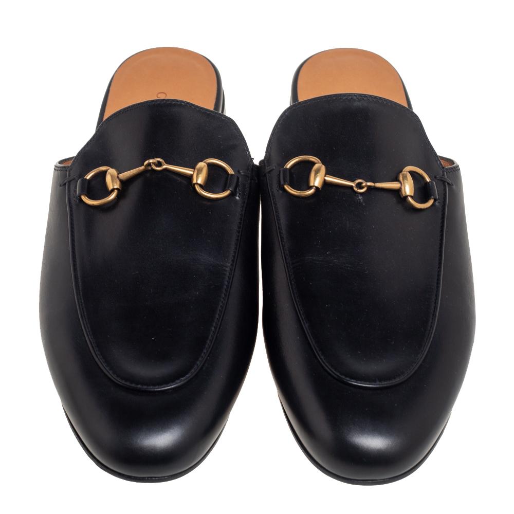 Gucci Black Leather Princetown Sandals Size 39 In Excellent Condition In Dubai, Al Qouz 2