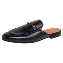 Gucci Black Leather Princetown Sandals Size 39