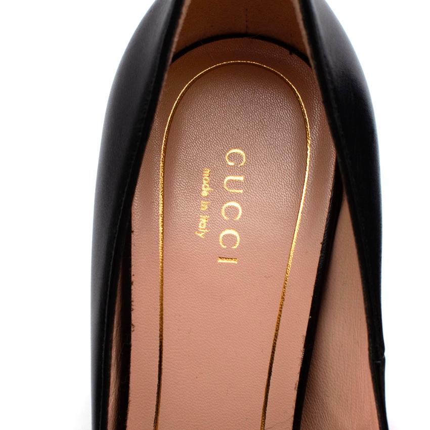 Gucci Black Leather Pumps With Floral Webstripe Bow - Size 39 In New Condition In London, GB