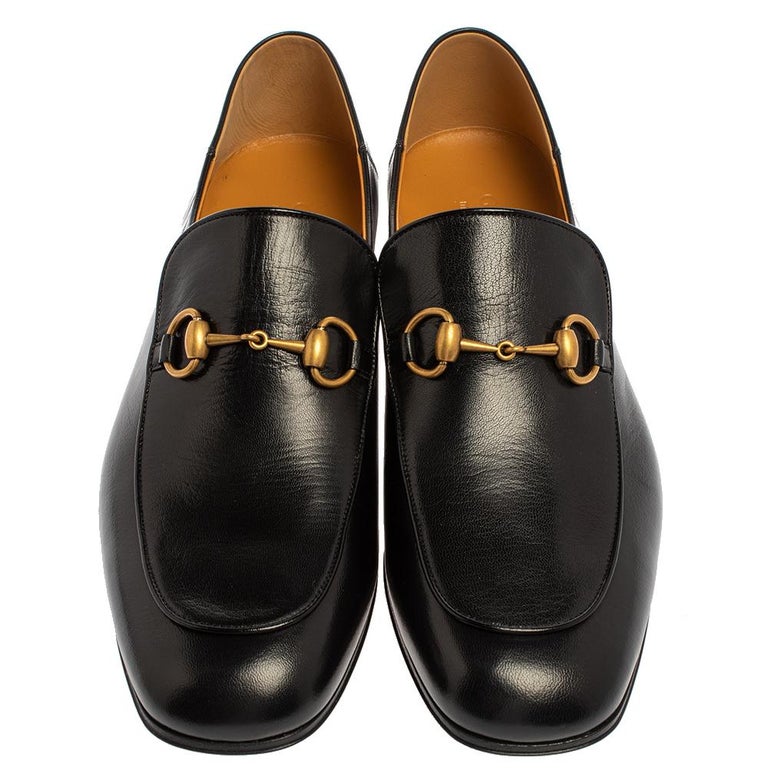 Gucci Black Leather Quentin Horsebit Foldable Slim Loafers Size 43 at ...