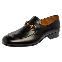 Gucci Cuir Noir Quentin Horsebit Foldable Slim Loafers Taille 43