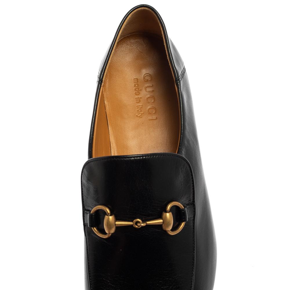 Men's Gucci Black Leather Quentin Horsebit Loafers Size 44.5