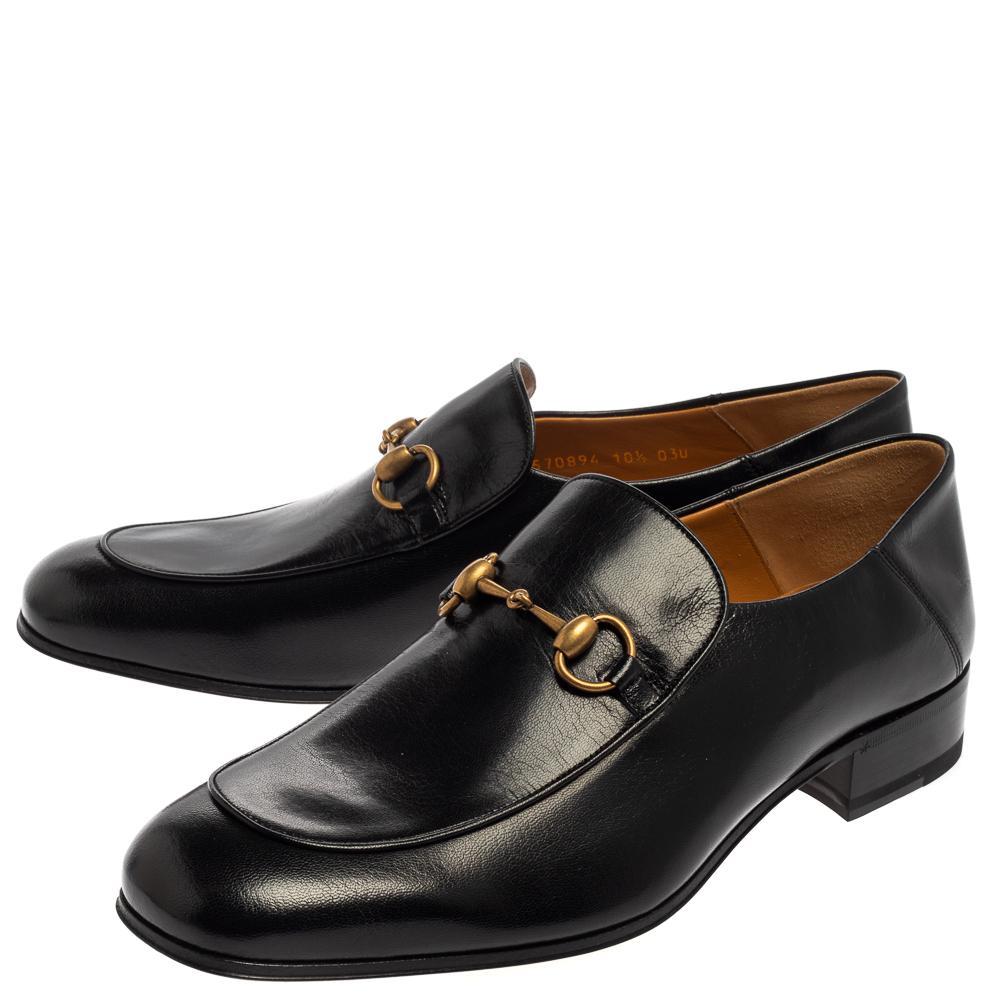 Gucci Black Leather Quentin Horsebit Loafers Size 44.5 1