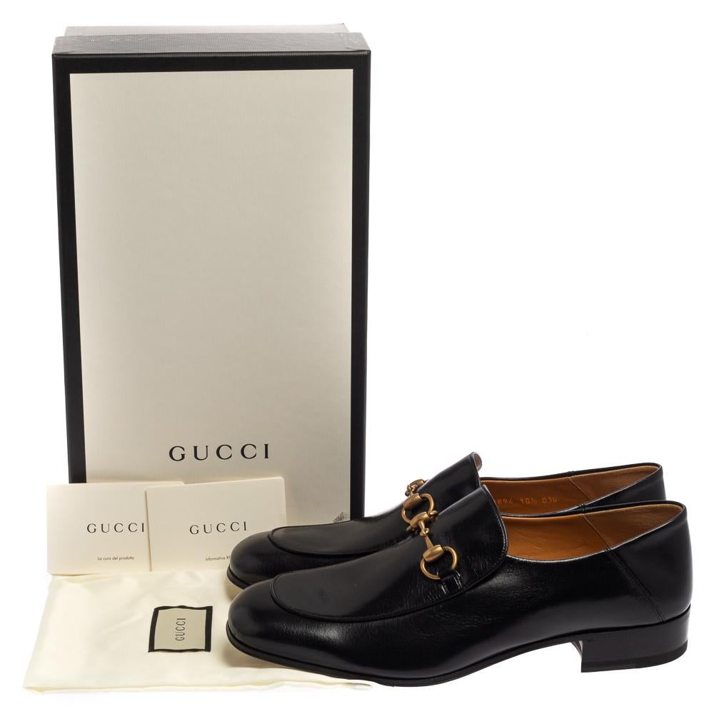 Gucci Black Leather Quentin Horsebit Loafers Size 44.5 2