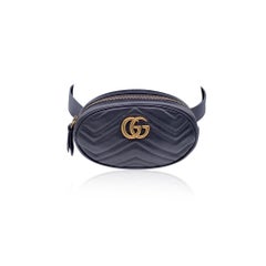 Gucci Cintura in pelle nera trapuntata Marmont GG Taglia 65/26