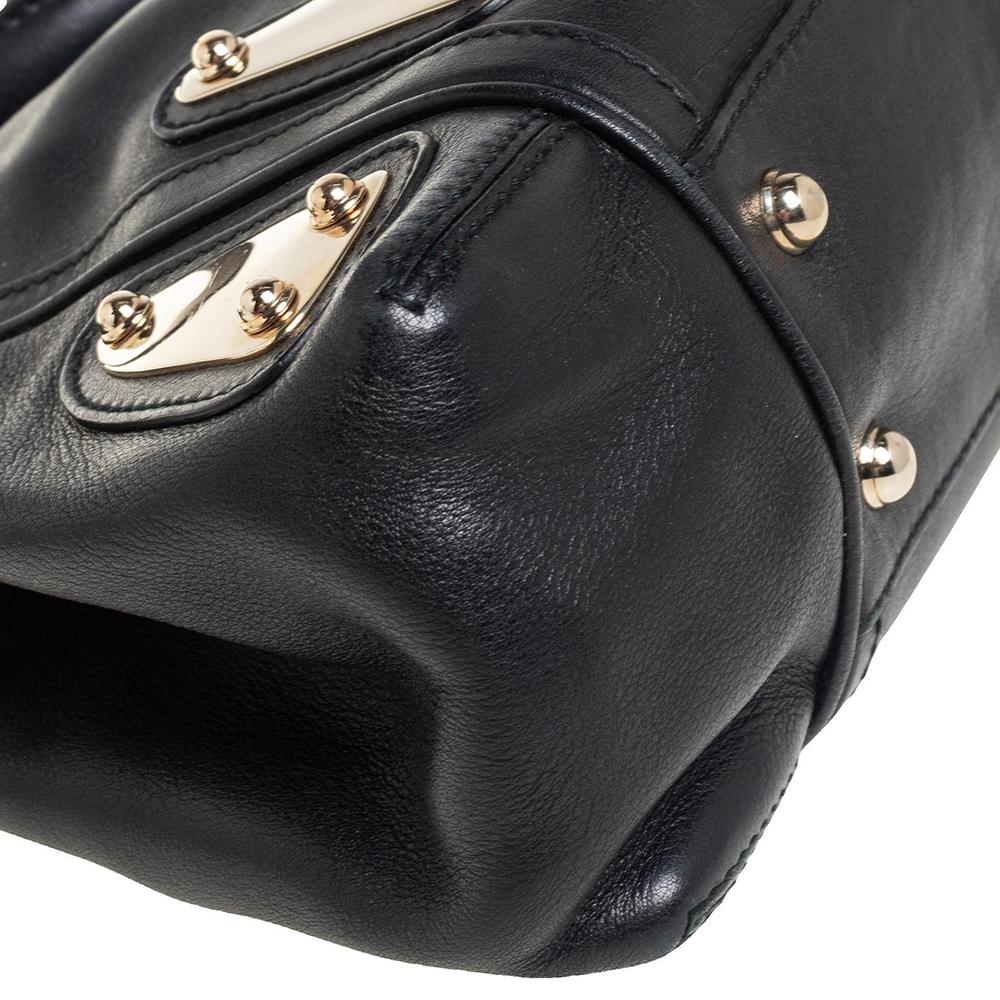 Gucci Black Leather Race Top Handle Bag 8