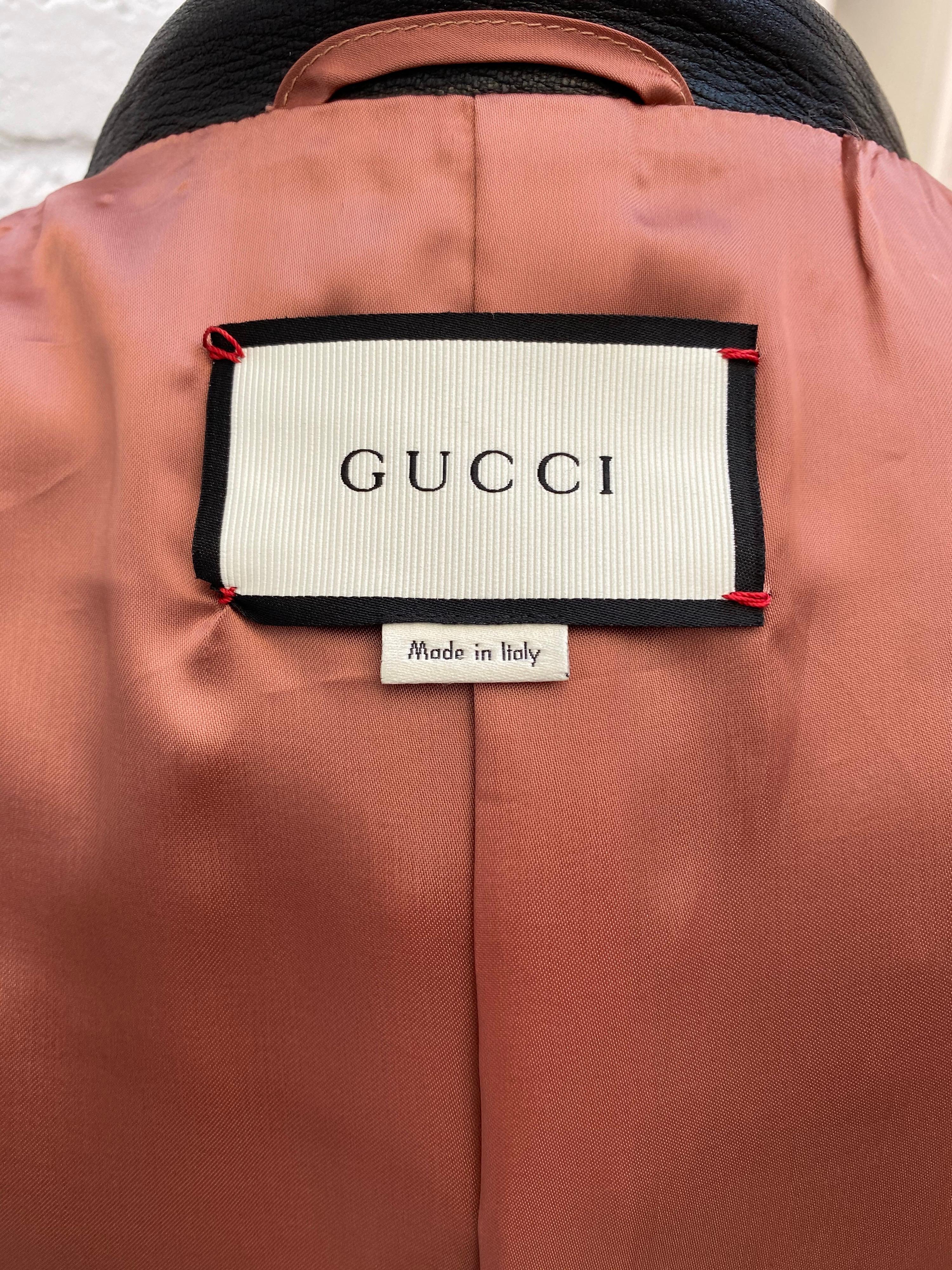 Gucci Black Leather Rhinestones Jacket  9
