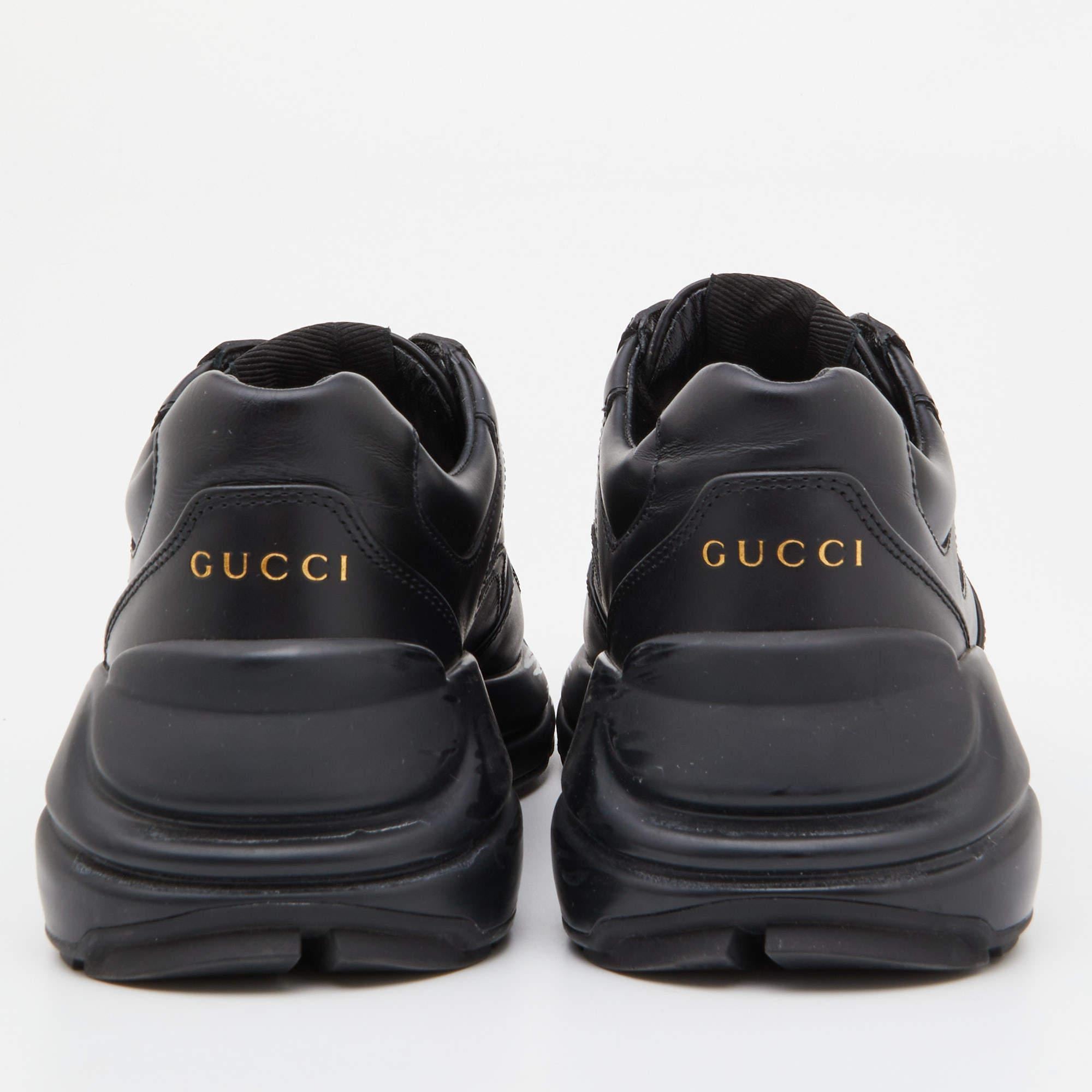Gucci Black Leather Rhyton Sneakers Size 36 3
