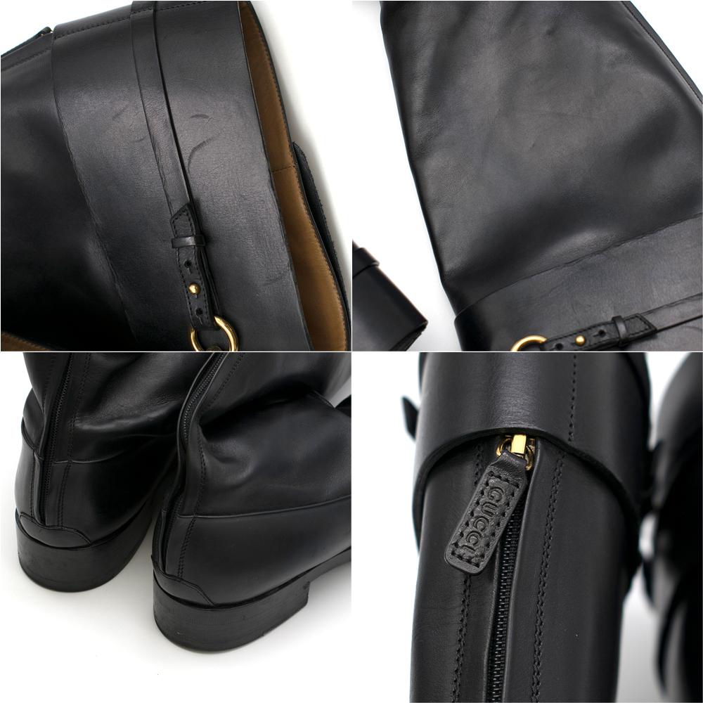 Gucci Black Leather Riding Boots	 SIZE 39 2